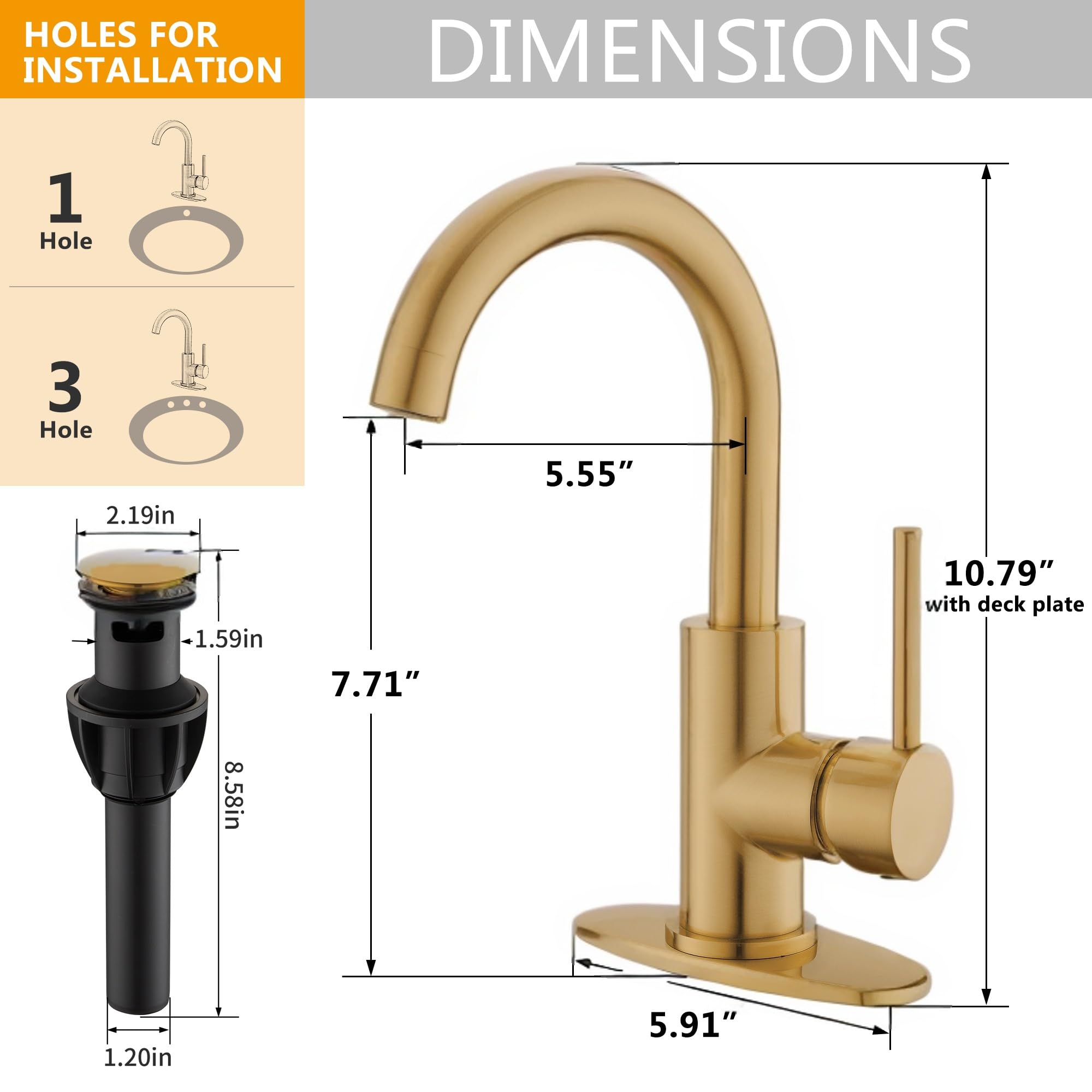 FROPO Gold is compatible with 1 or 4 inch 3-hole sinks.