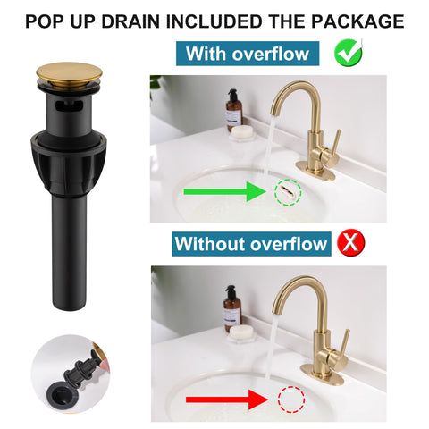 FROPO gold faucet ready for installation in a modern bathroom vanity.