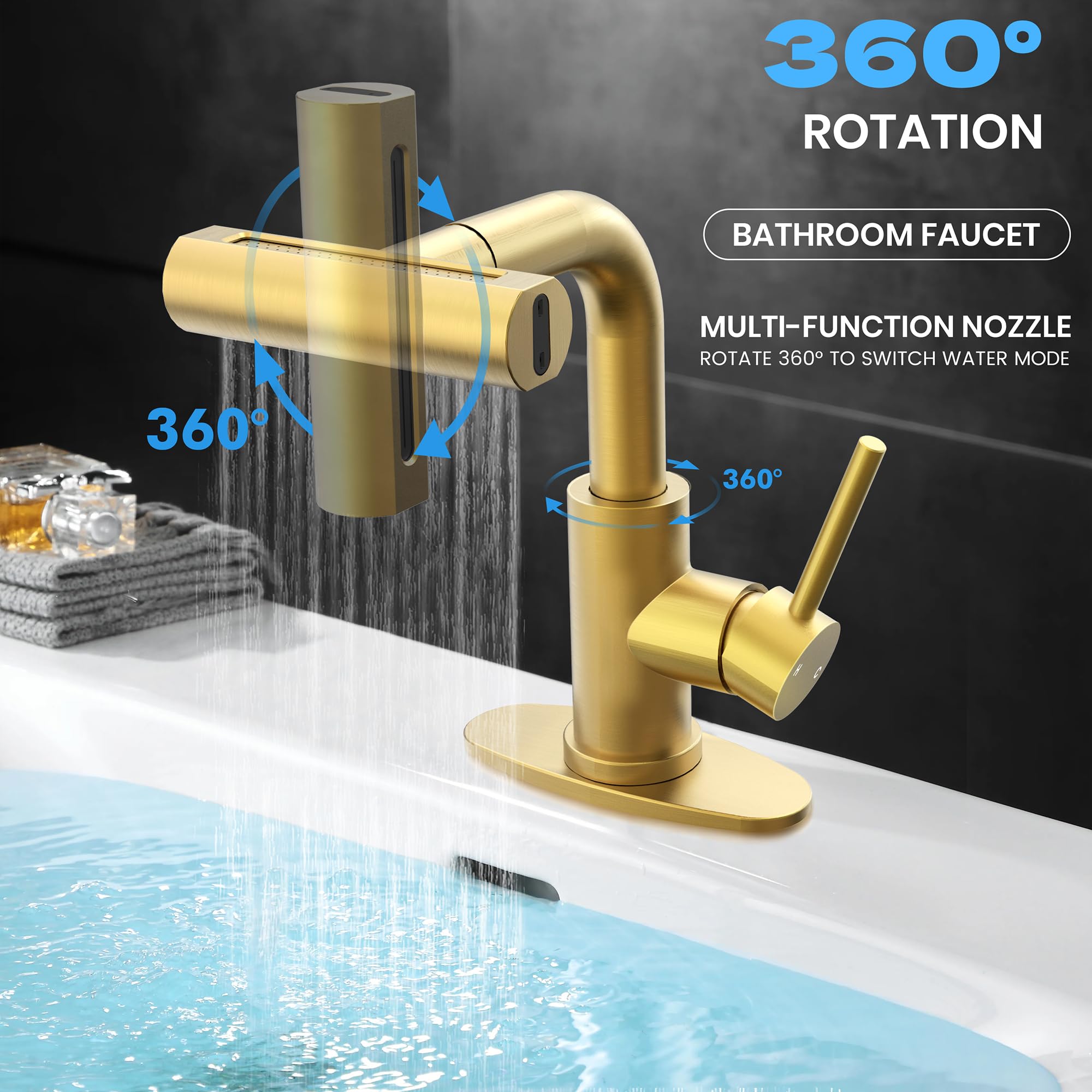 FROPO gold pull-down sprayer providing flexible reach for cleaning