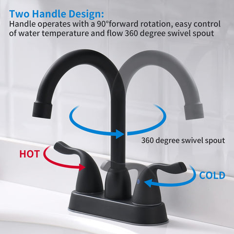 FROPO matte black faucet with 3-hole setup, easy DIY installation example.