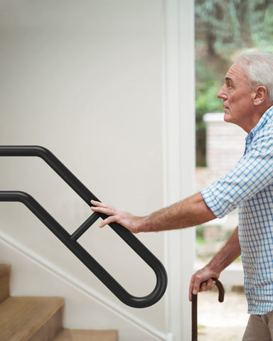 Frossvt ergonomic tilt grip handrail improves grip and reduces slipping on steps.