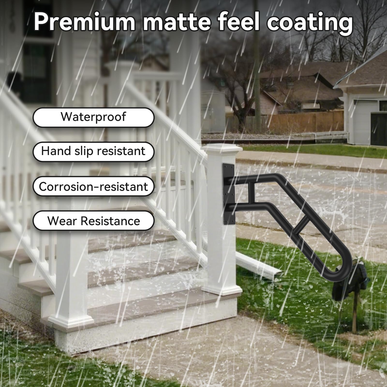 Frossvt outdoor handrail boosts safety in garage, porch, or garden.
