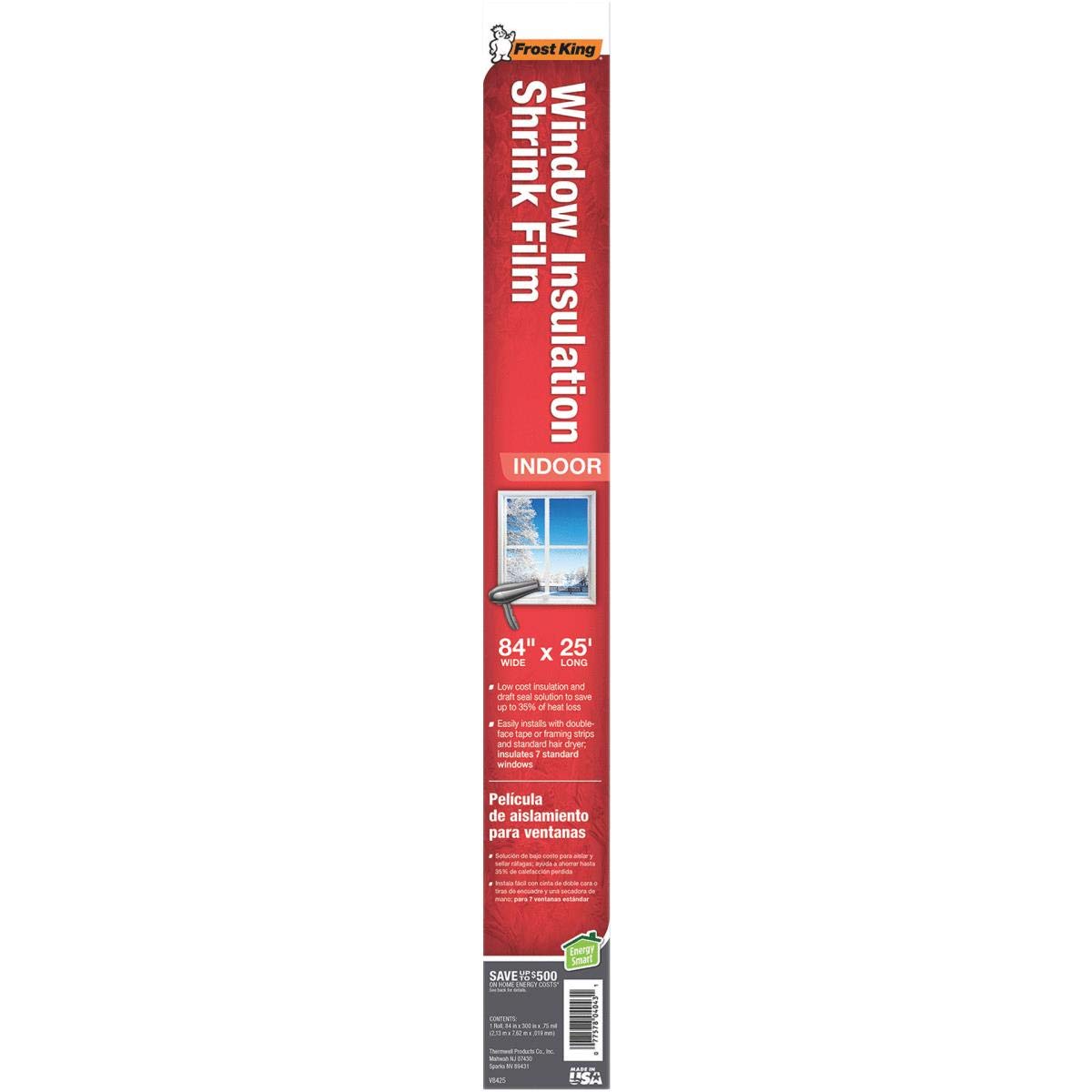 Frost King Thermwell V8425 application shot shows shrink film in use for window insulation