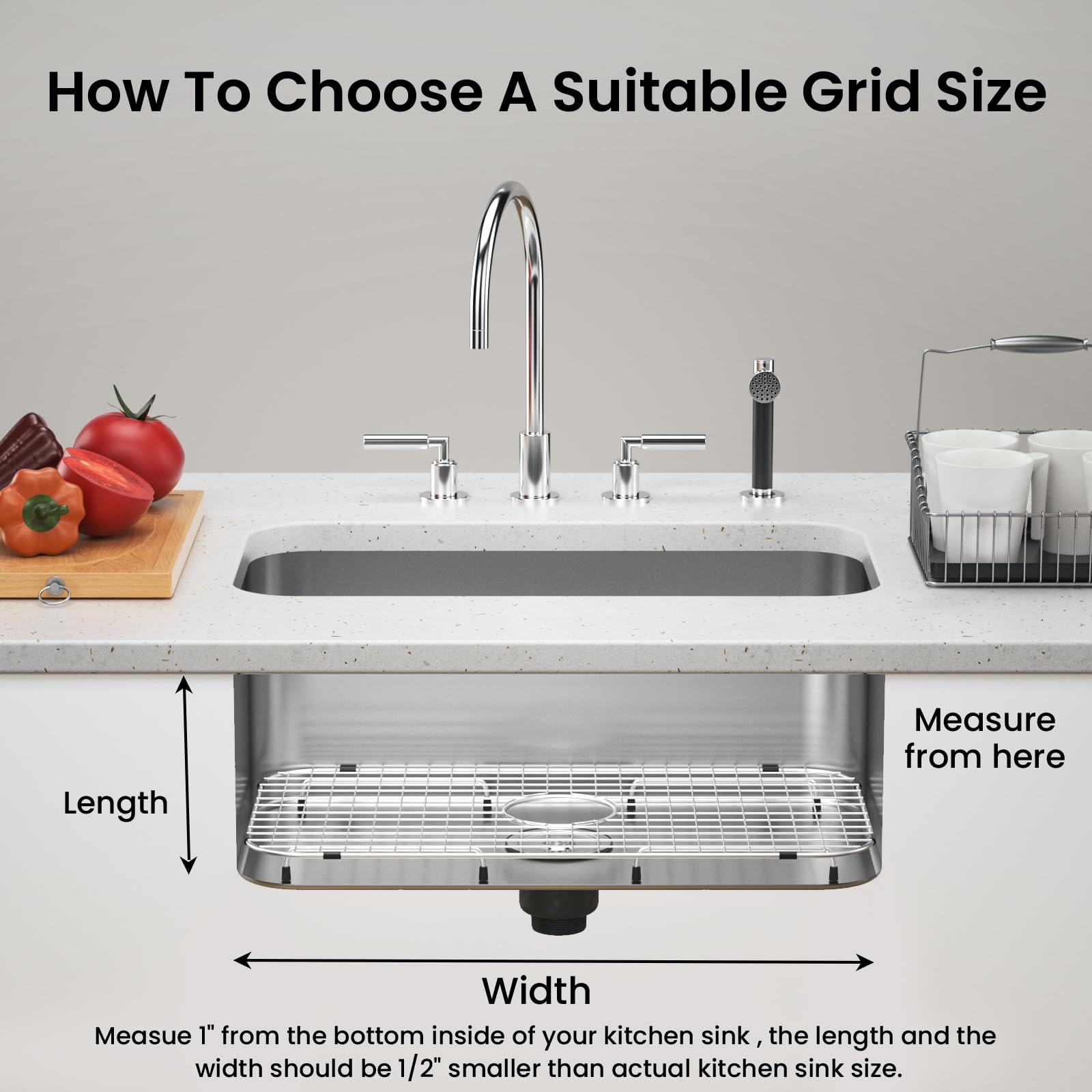 Frsmvati single-bowl sink grid designed for versatile kitchen setups