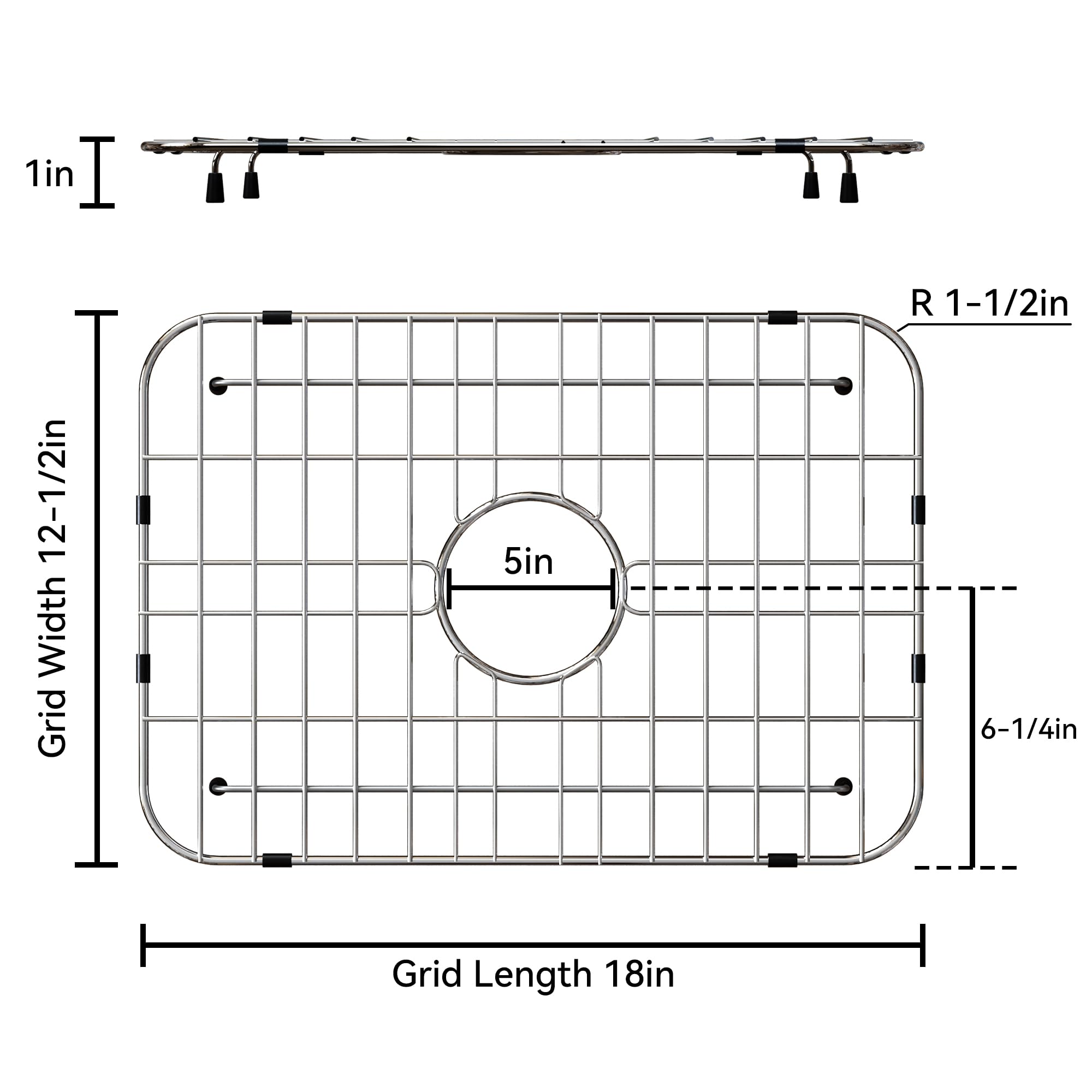 Frsmvati grid measures 18x12-5 inches with a rounded corner for fit.