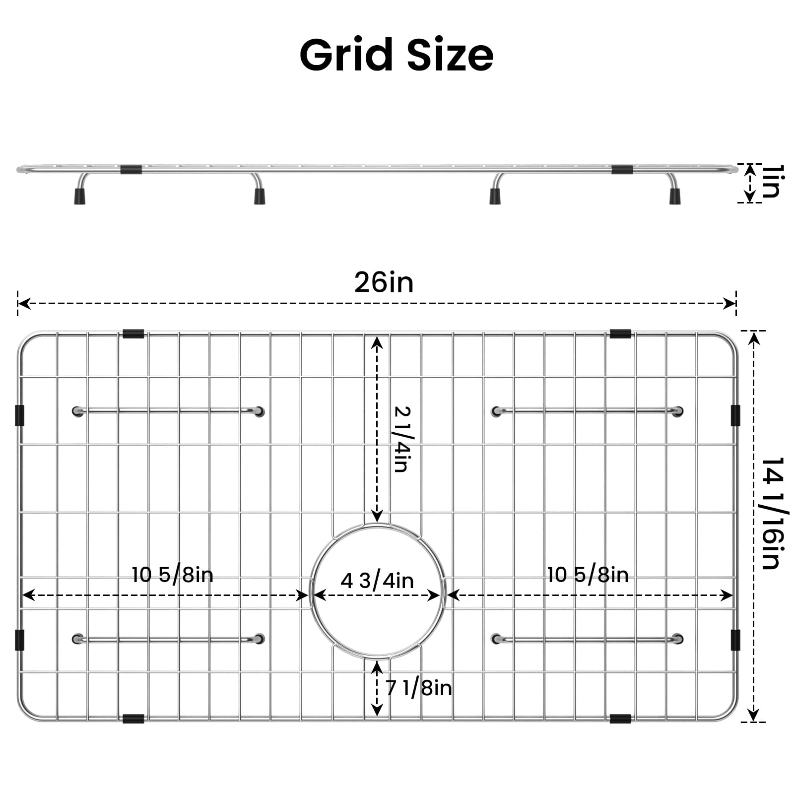 Frsmvati sink grid with protector shields bottom and resists rust