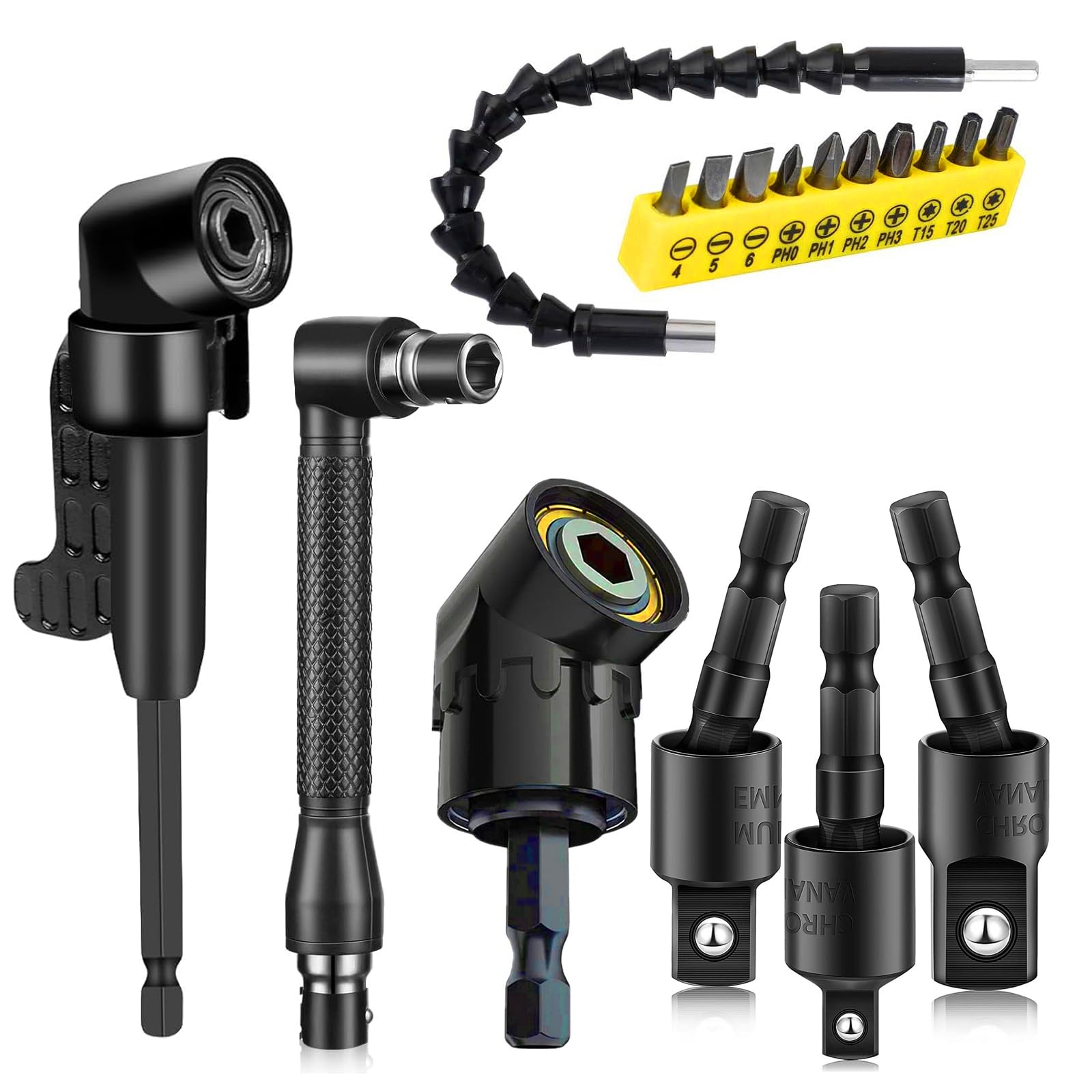 Fruholt flexible drill extension enables access to tight spaces.