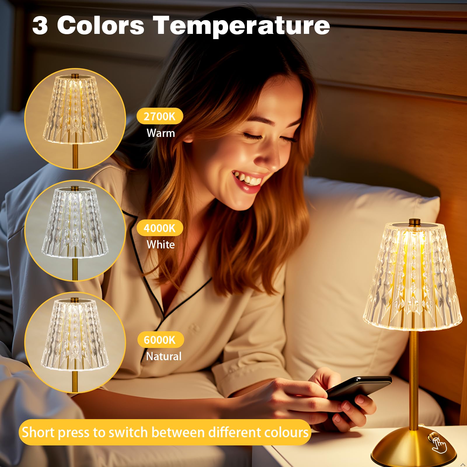 Fsaox 3-color dimmable light for ambient mood and reading.