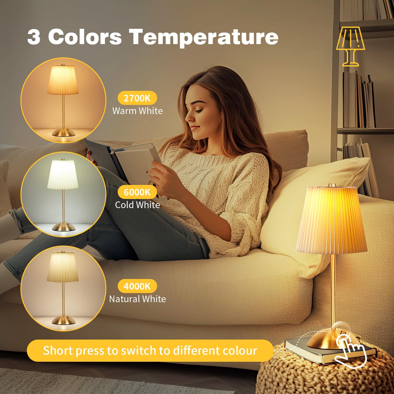 Beige fabric shade of the Fsaox lamp for warm, inviting illumination