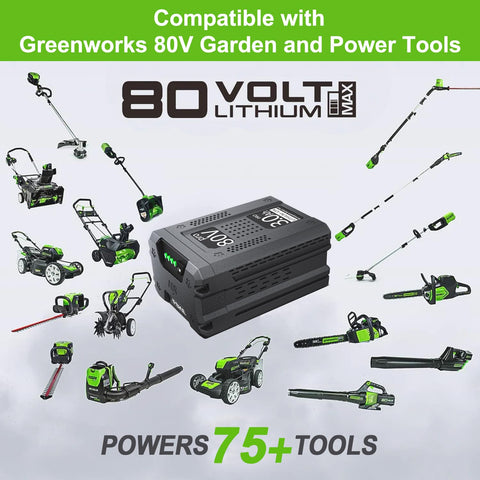 FSKE 80V battery side ports enabling reliable charging with Greenworks chargers