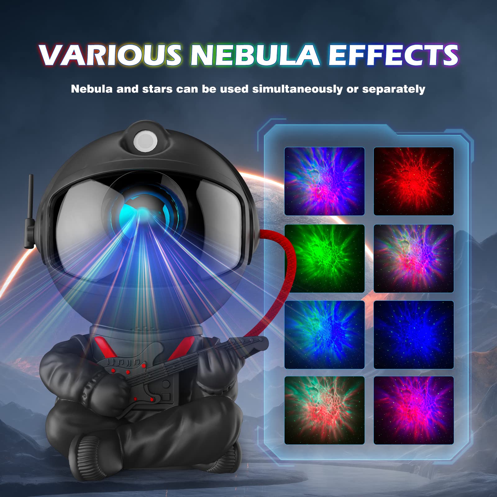 FSSQBFLC Nebula effects fill walls to elevate bedroom mood.