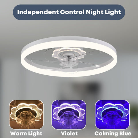 FSZDORJ F115 ceiling fan with light side view showing compact flush-mount design.