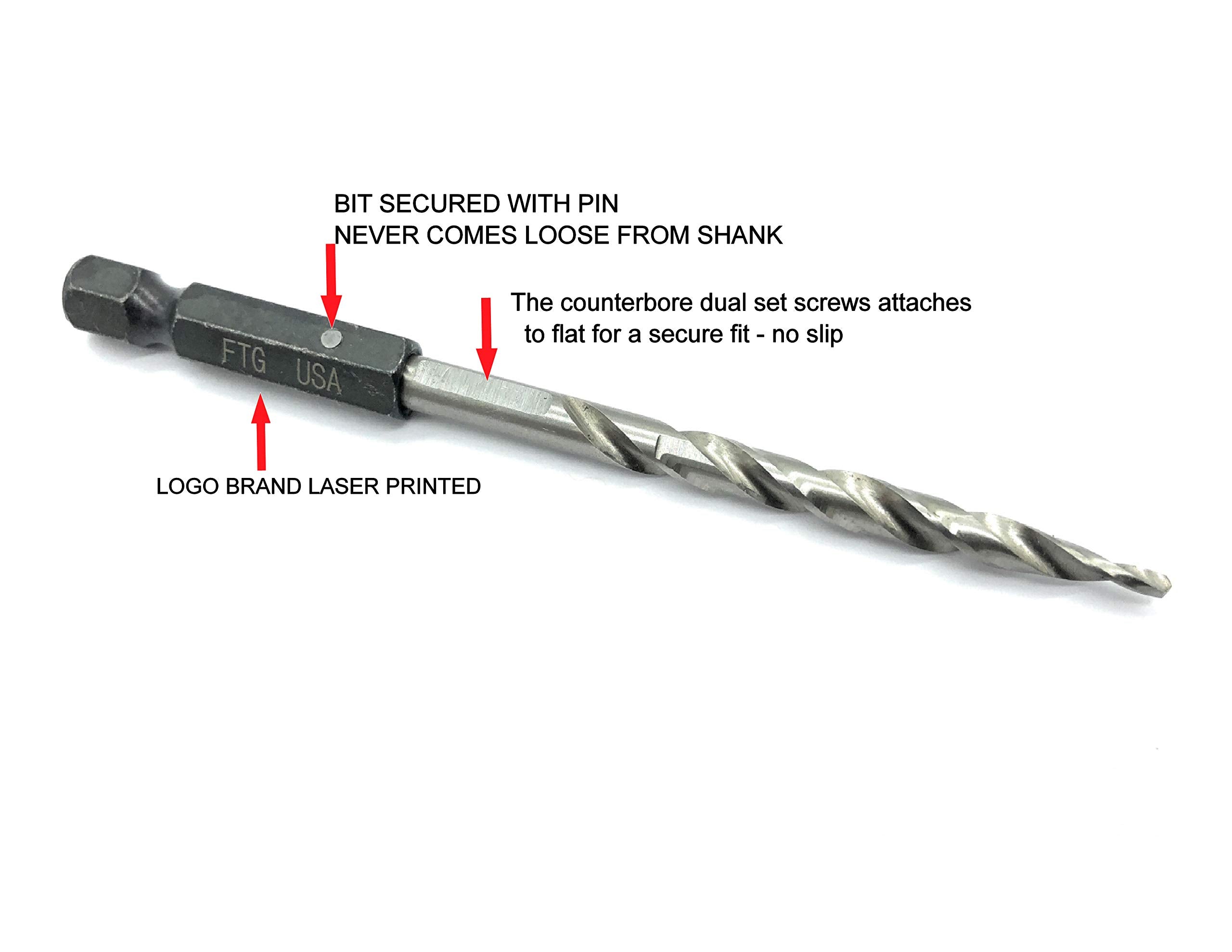 FTG USA chamfer-82-degree-angle ensures smooth countersinking in hard and soft wood.