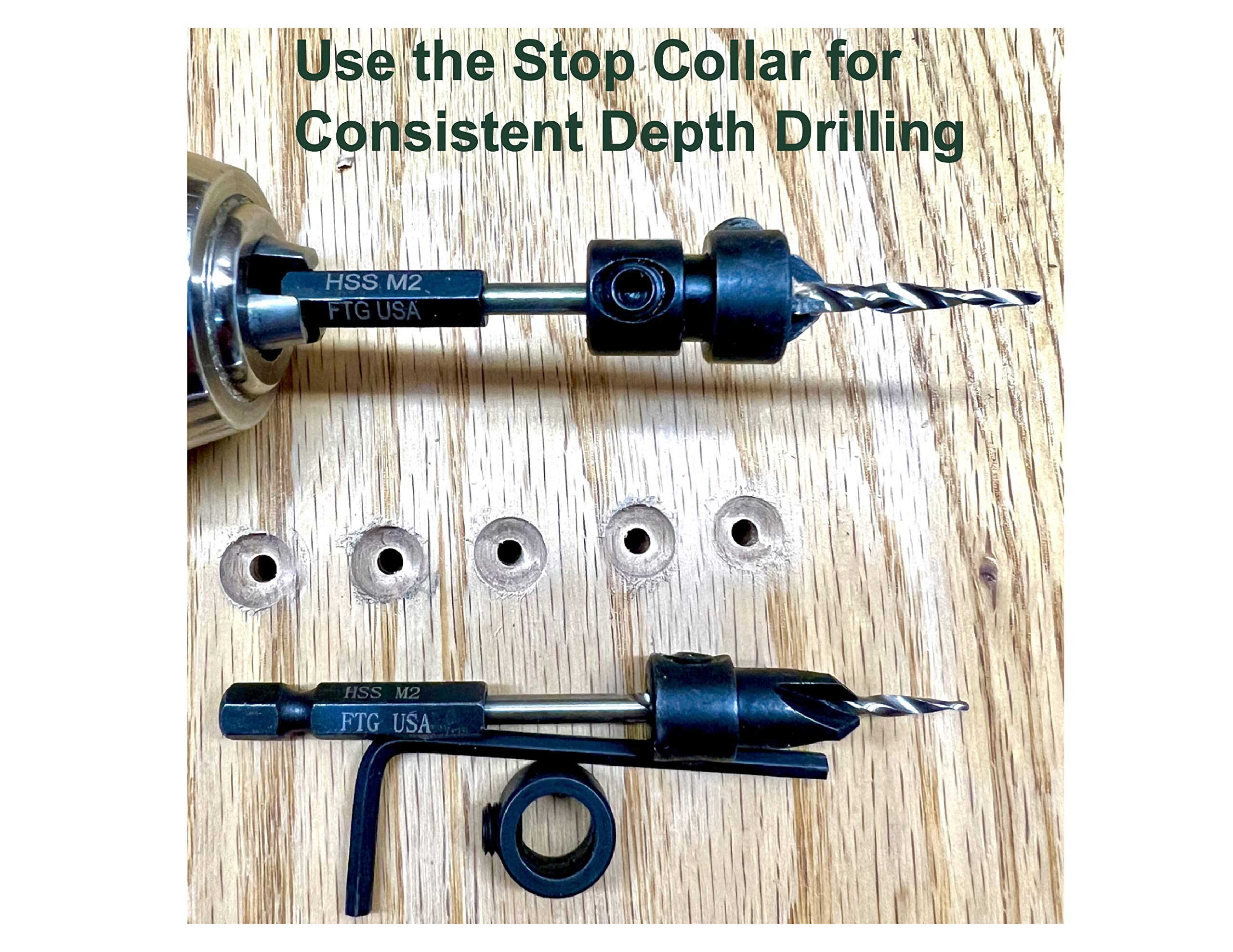 FTG USA adjustable countersink with depth stop enables consistent countersinking in wood