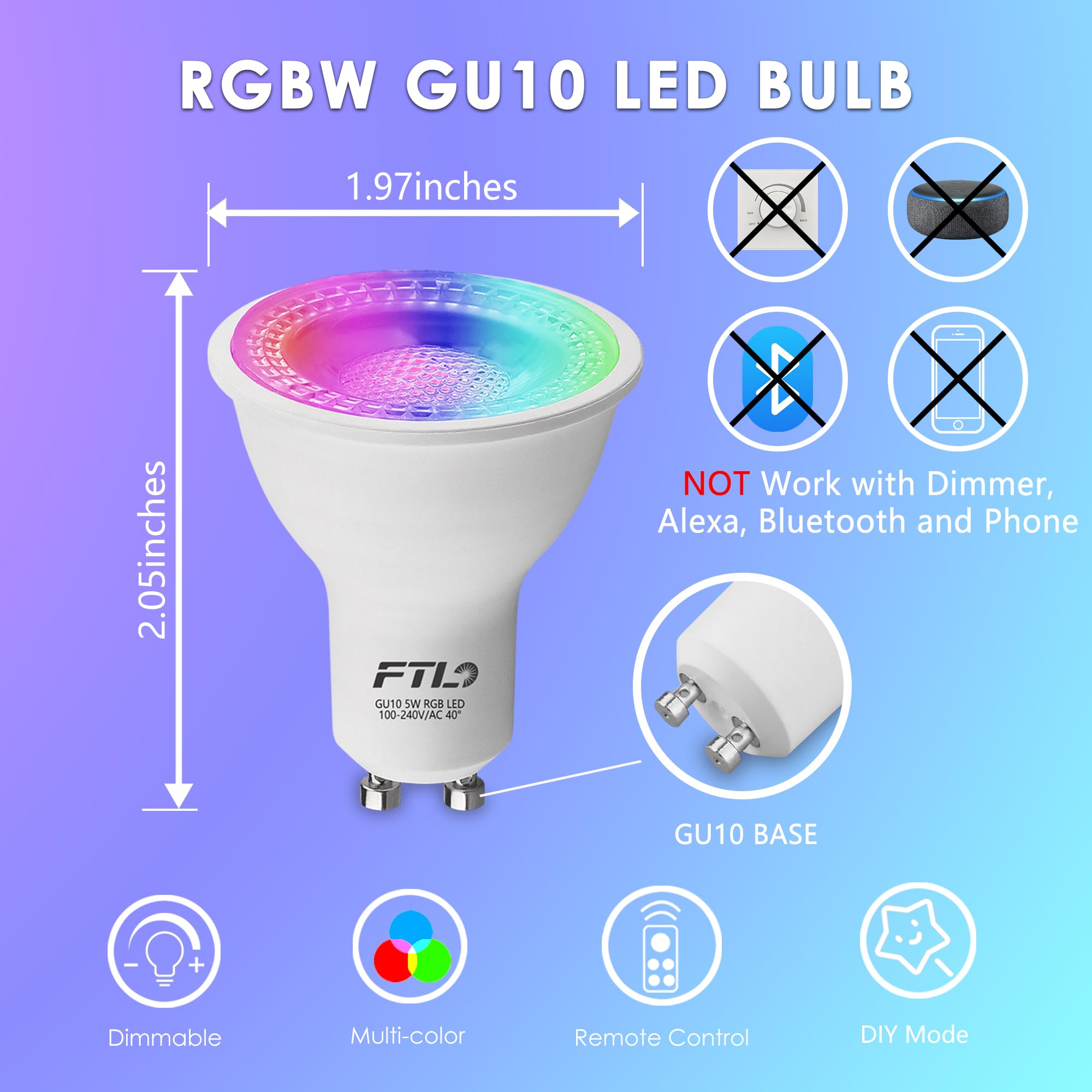 FTL GU10 dimmable LED bulb enabling adjustable brightness for cozy ambiances.