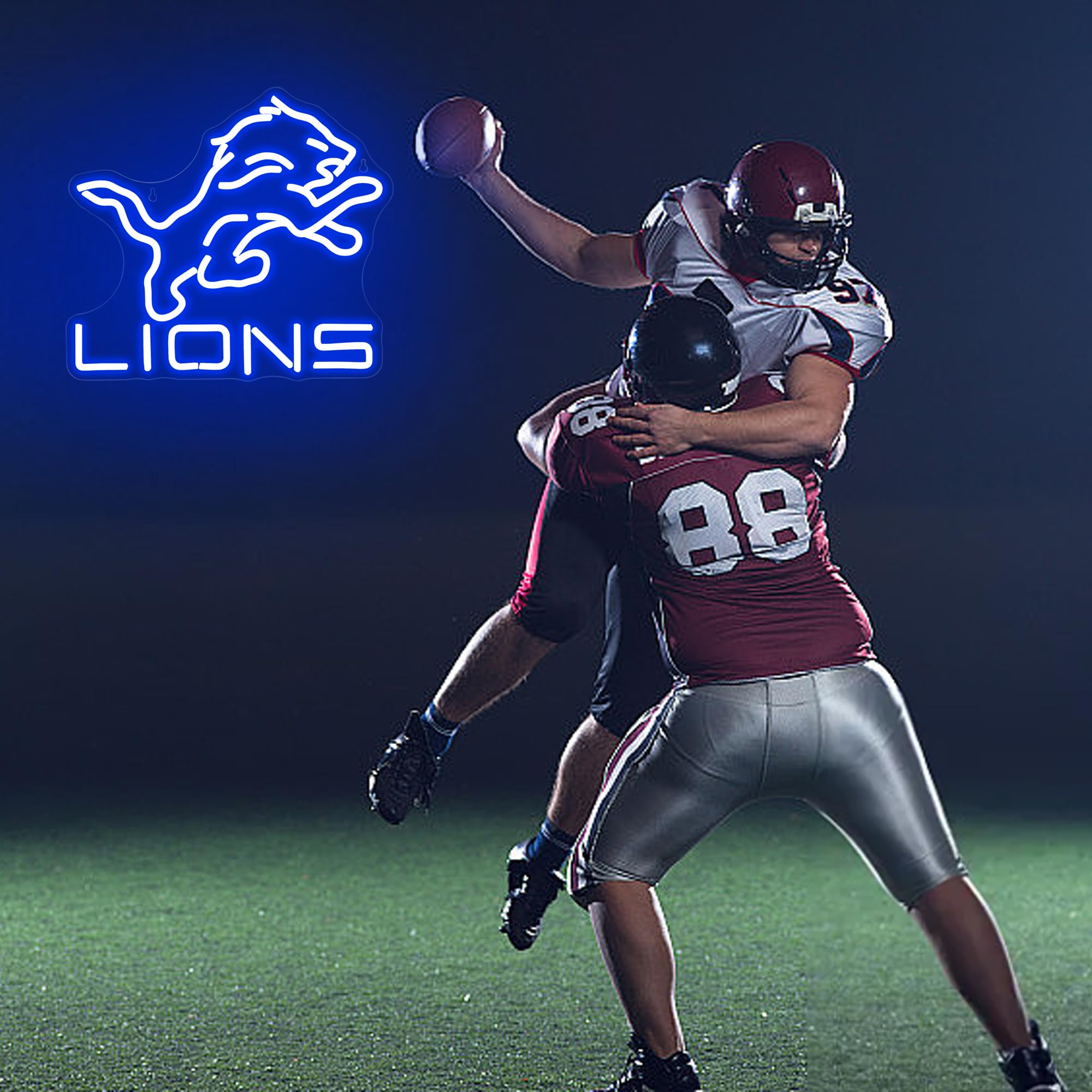 FTMGGGDG football neon sign man cave light adds ambient glow.