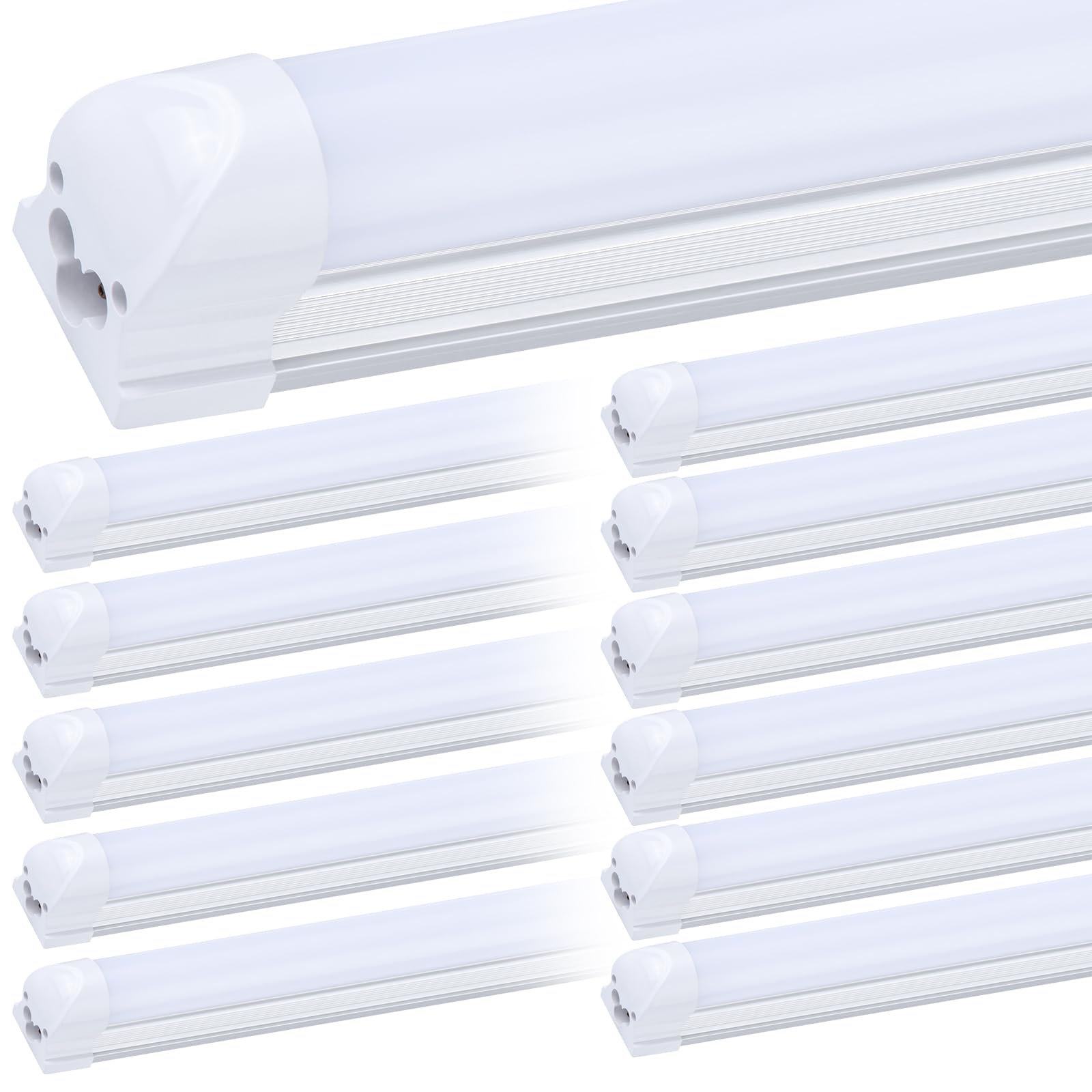 FTUBET 8ft LED shop light with flat two-row design for broad garage illumination.