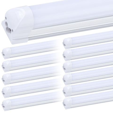 FTUBET 8ft LED shop light with flat two-row design for broad garage illumination.