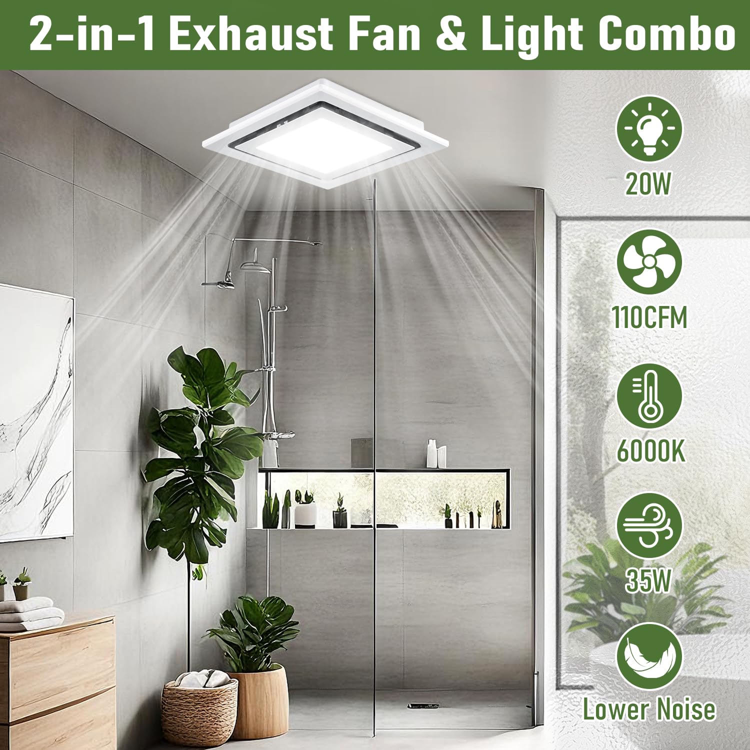 Fuairmee LED light on demonstrating bright, even bathroom illumination.