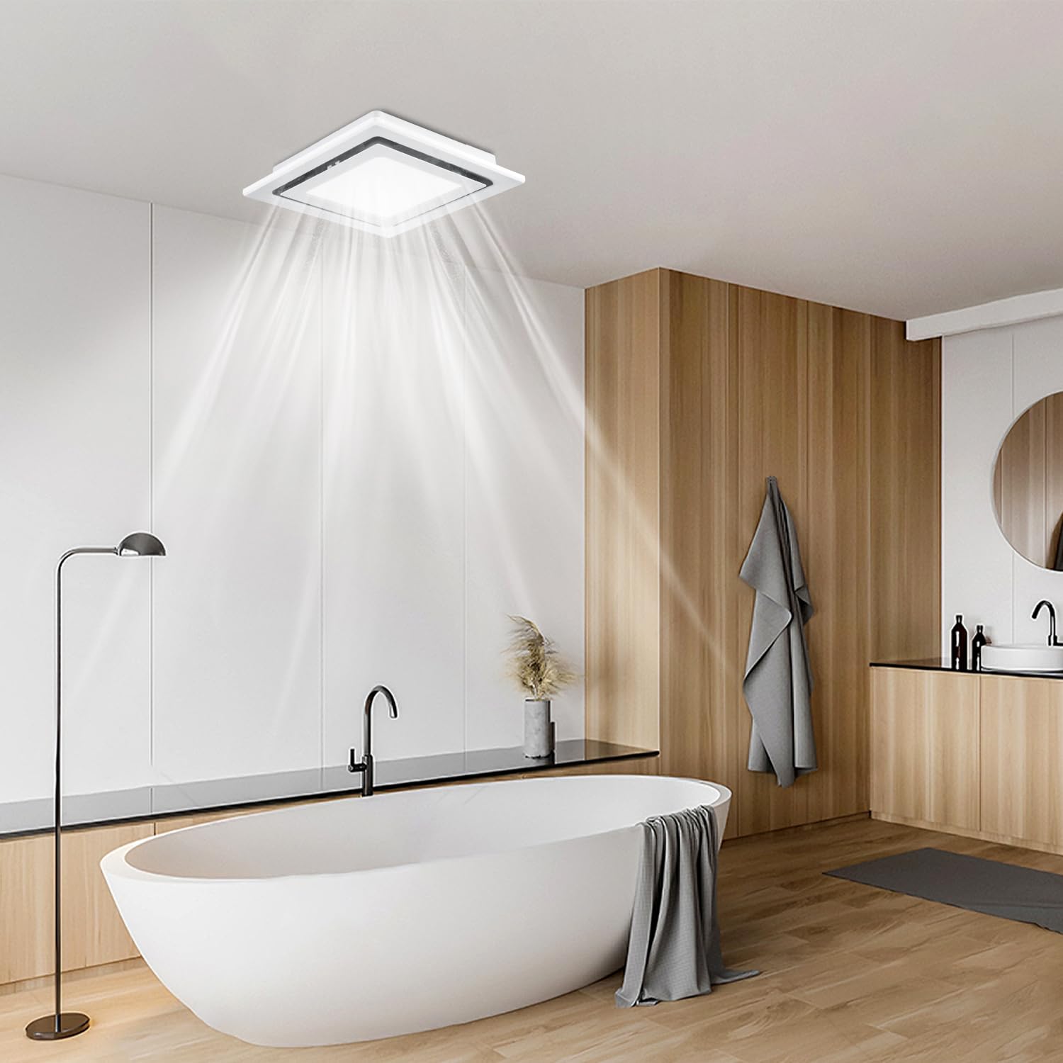 Fuairmee ceiling mount fits 10x10 openings for homes and hotels.