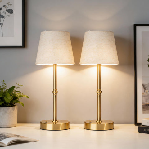 Fuaoddda cordless table lamp with gold finish for flexible ambient lighting.