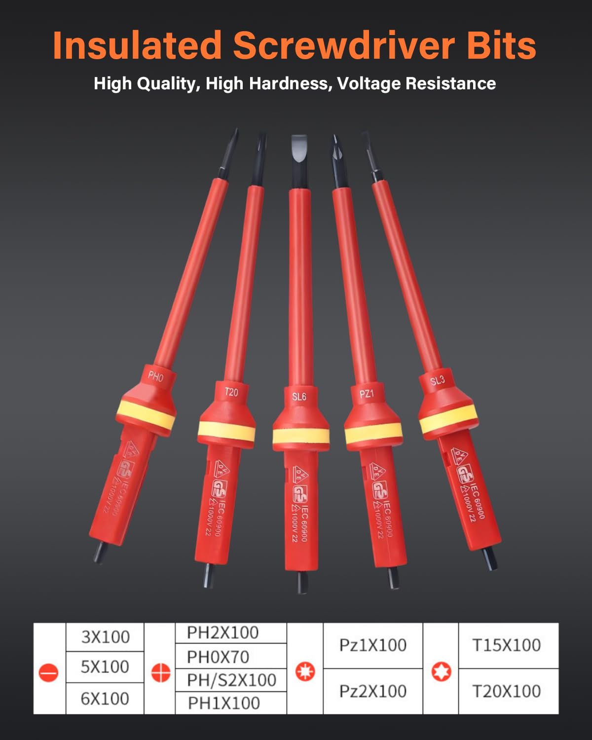 Chrome-vanadium steel tips ensure durability and long service life.