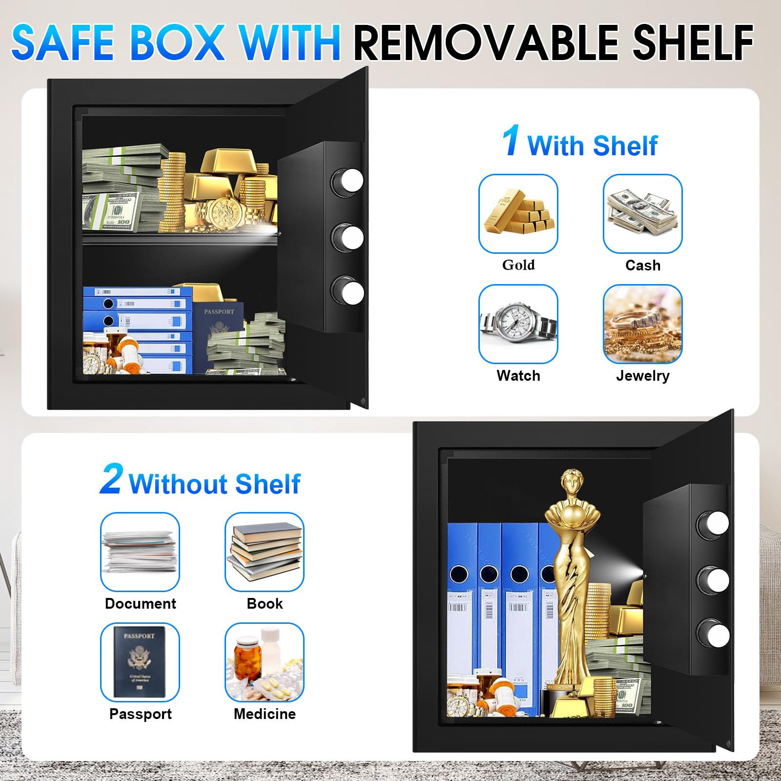 FULCYOVT safe anti-theft alarm alerts on unauthorized access attempts.