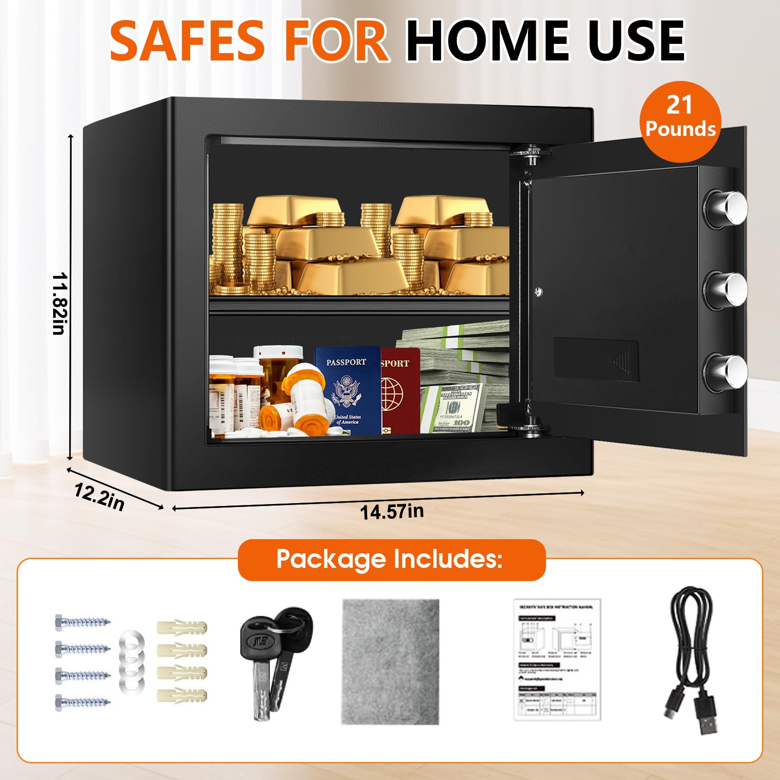 Fulcyovt fireproof safe compact dimensions for discreet placement