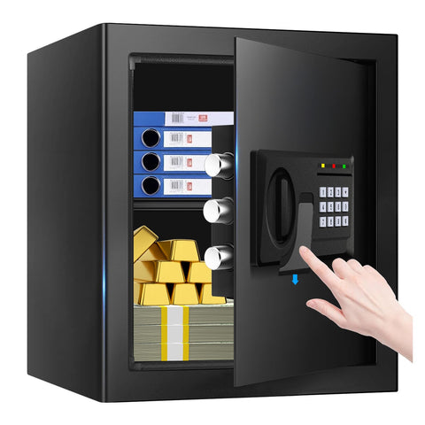 FULCYOVT fireproof safe front view for secure documents and valuables.