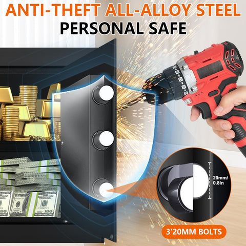 Fulcyovt fireproof safe with keypad and emergency keys for quick access