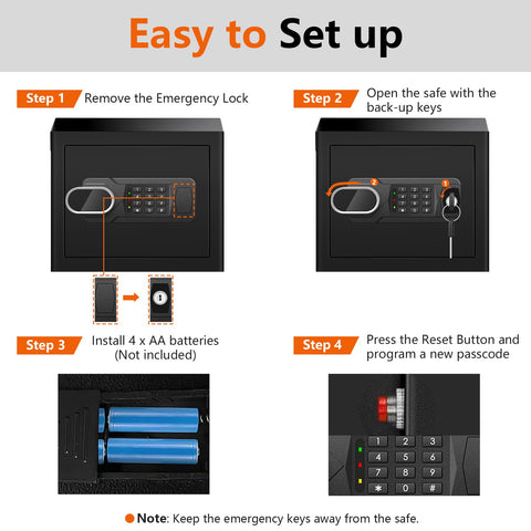 Fulcyovt fireproof safe external Type-C charging to keep powered