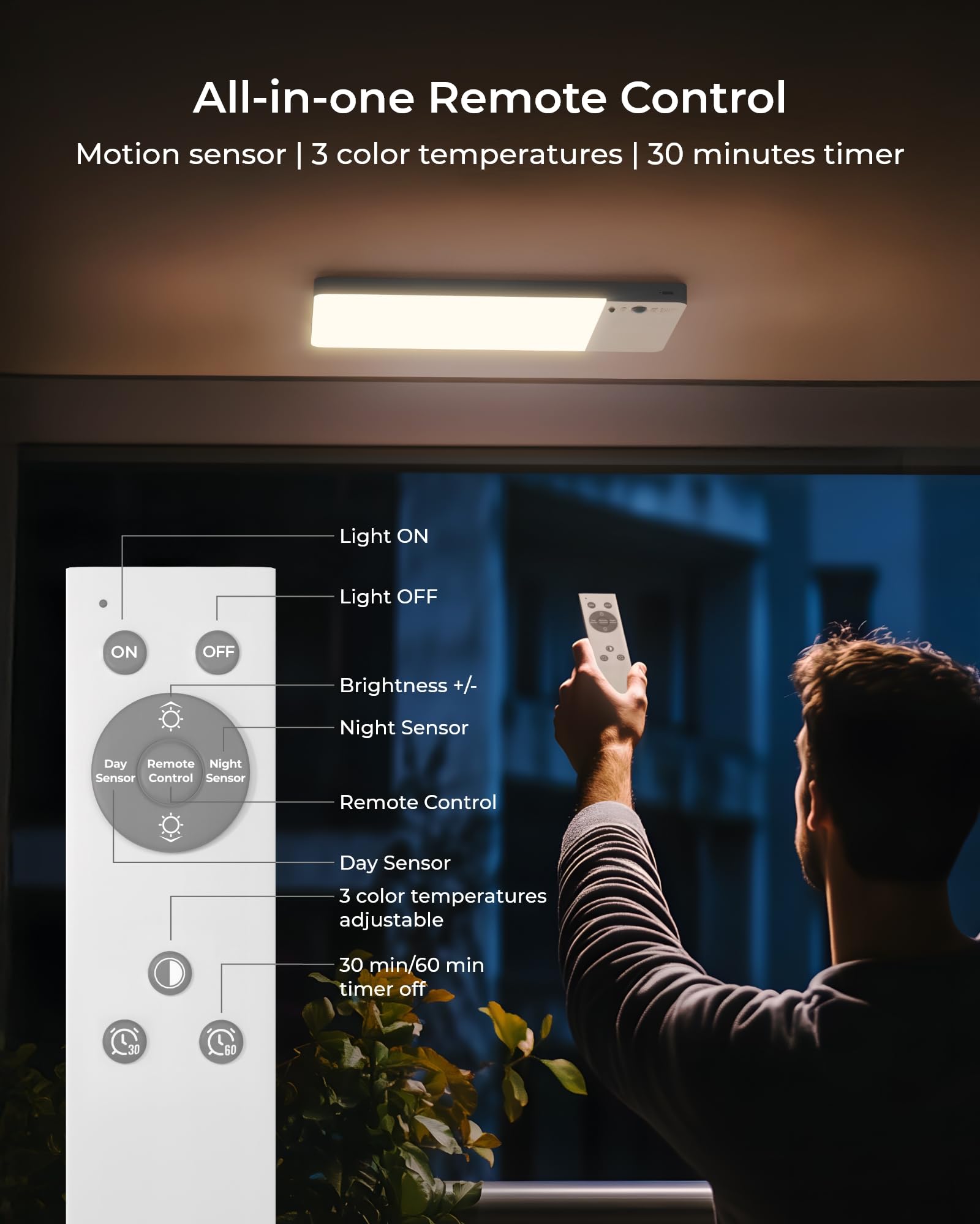 FULEN ceiling light offers 3000K-6000K color temps for customizable ambience.