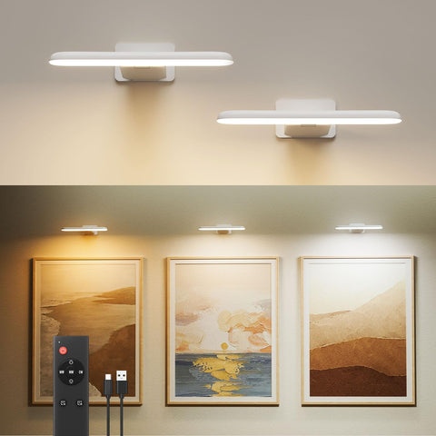 FULEN battery-operated picture lights illuminate wall art with accurate colors.