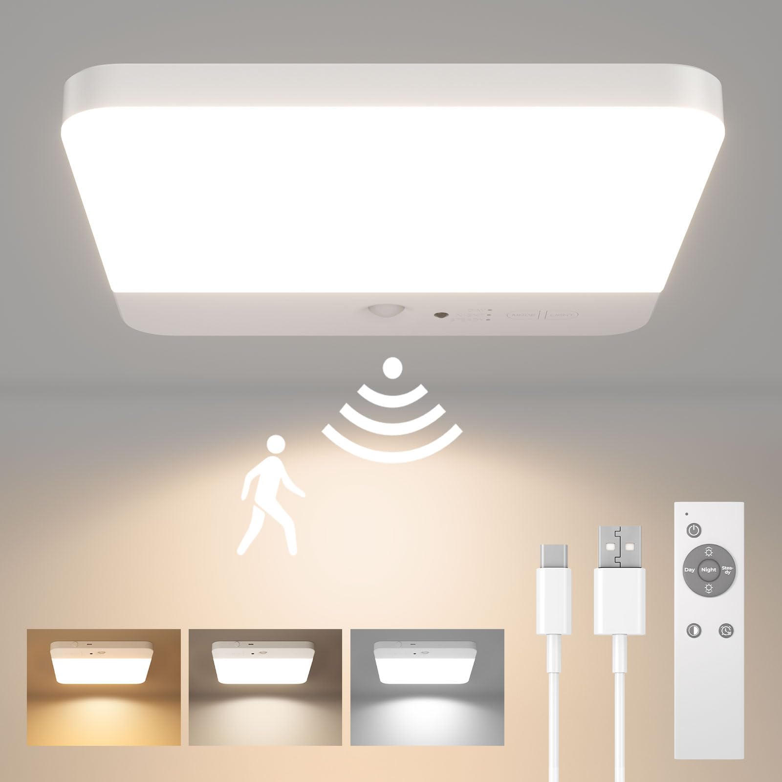 FULEN motion sensor ceiling light with remote control for convenient hands-free use.