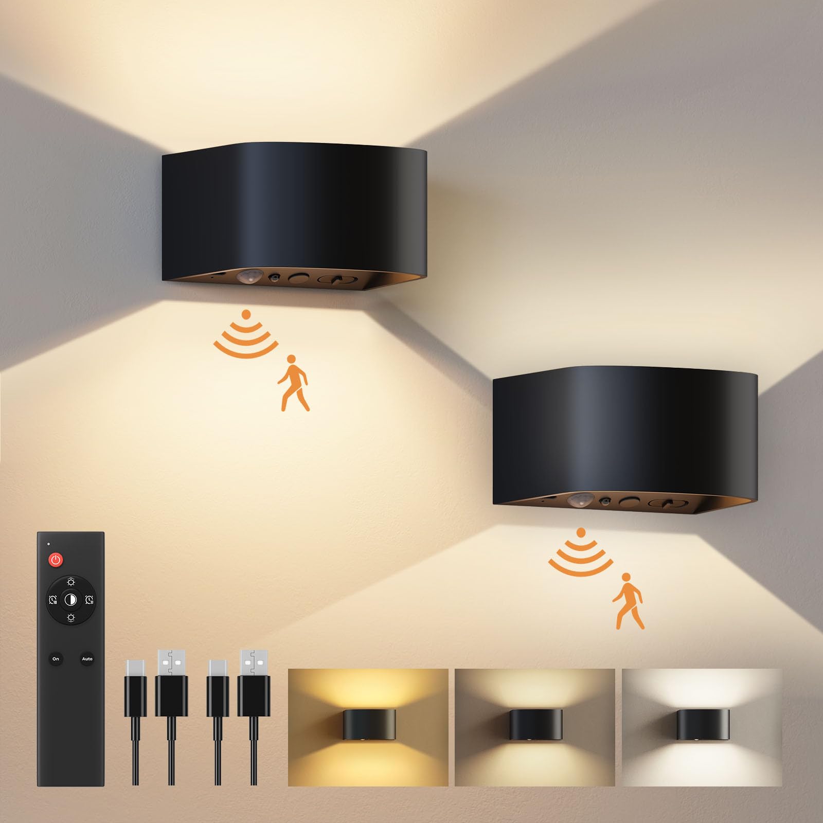 FULEN motion sensor wall light with remote control activating at night