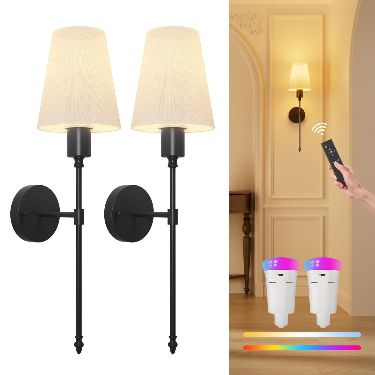 FULEN wall sconce with remote control for easy lighting adjustments