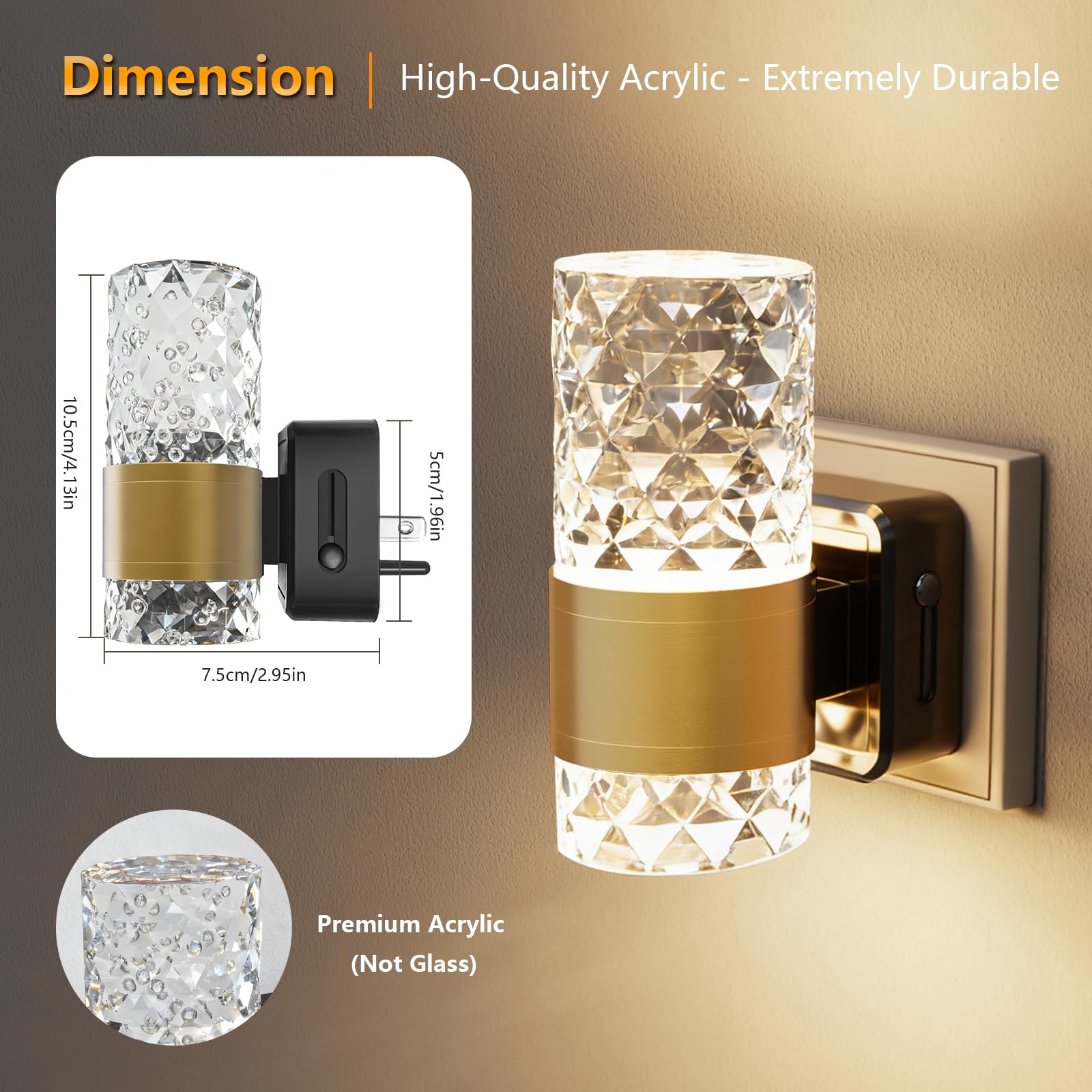Fuligent compact plug-in night light doesn't block the second outlet.