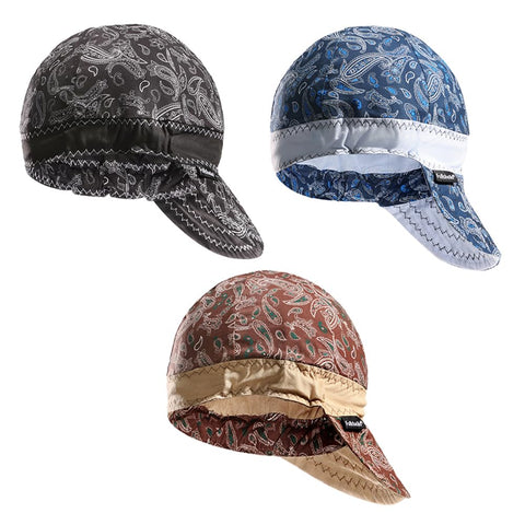 Fullsheild reversible welding cap with paisley pattern for all-day comfort at work.