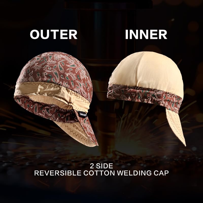 Fullsheild welding cap close-up highlighting adjustable elastic band for secure fit.