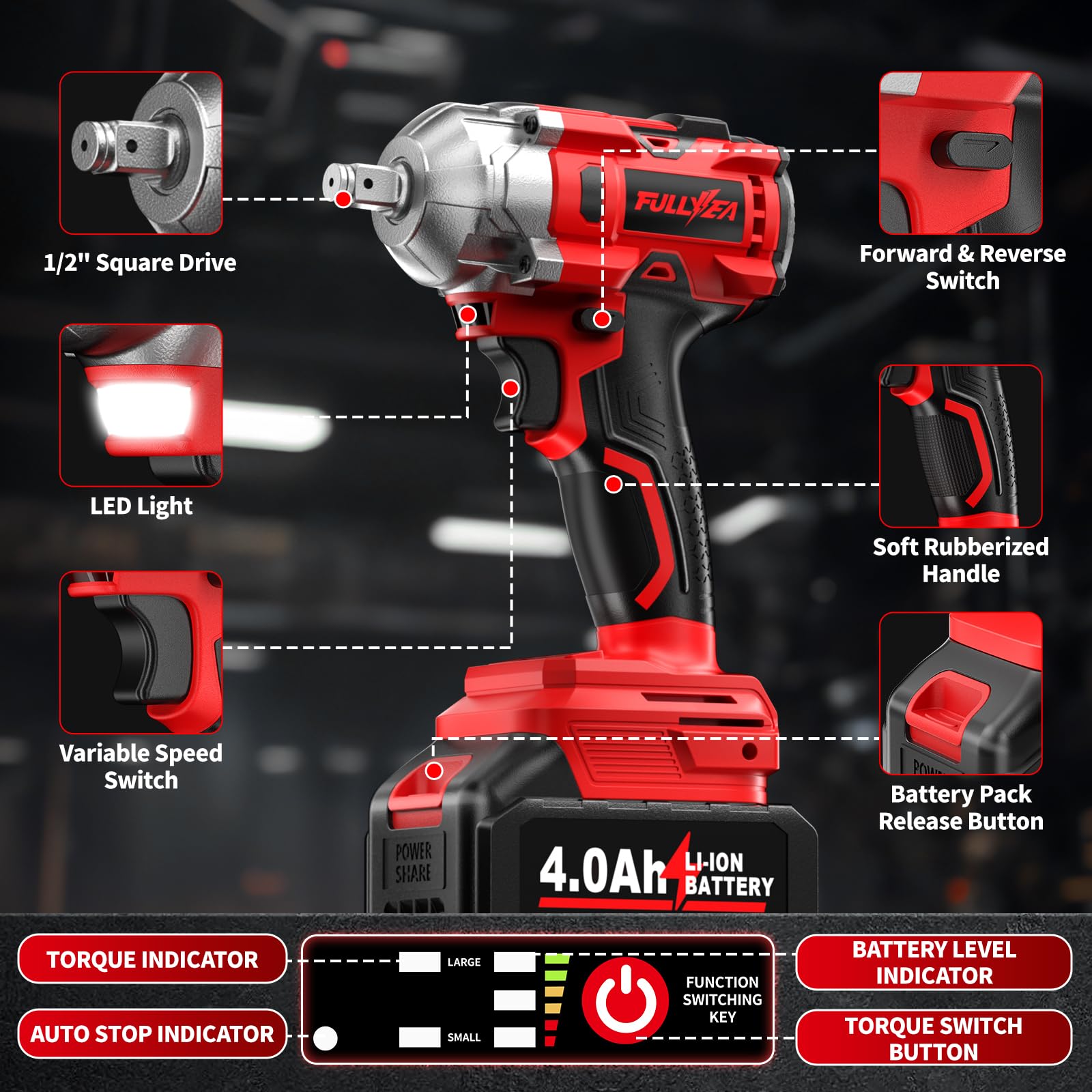 FULLYEA 21V 4.0Ah battery for extended runtime on demanding projects