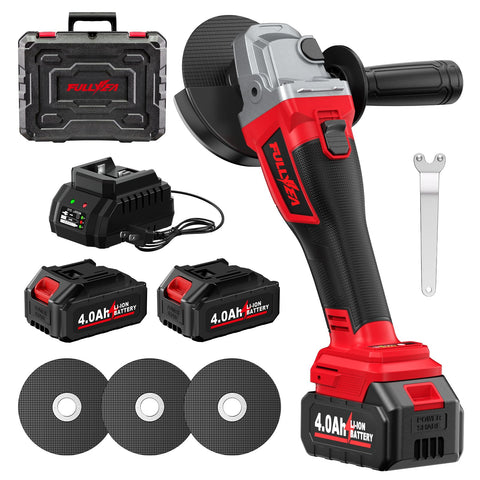 FULLYEA cordless angle grinder front view for portable metal cutting