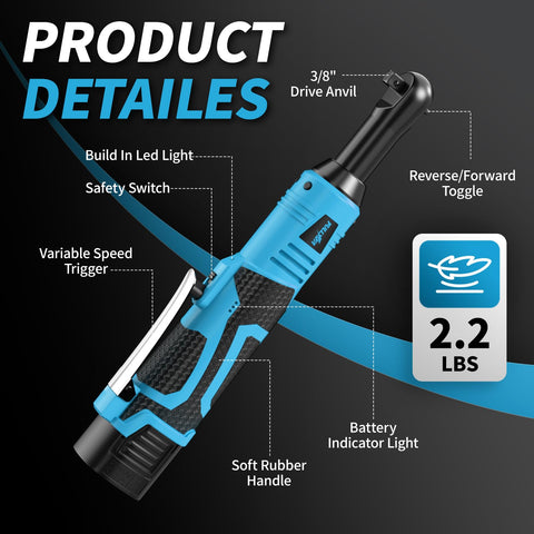 Slim head design of FULLYEA ratchet fits into narrow spaces