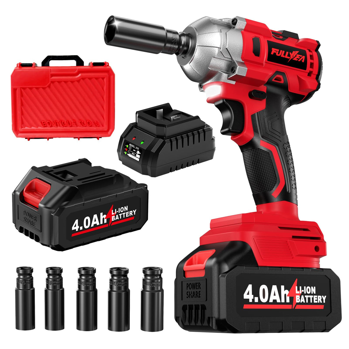 FULLYEA cordless impact wrench with half-inch drive for tough bolt work