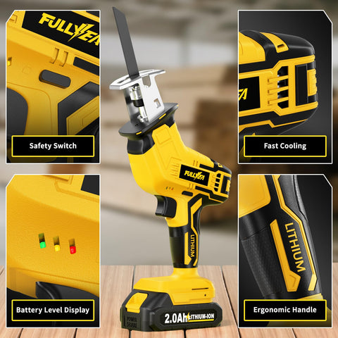 FULLYEA wood and metal blades included for versatile cuts.