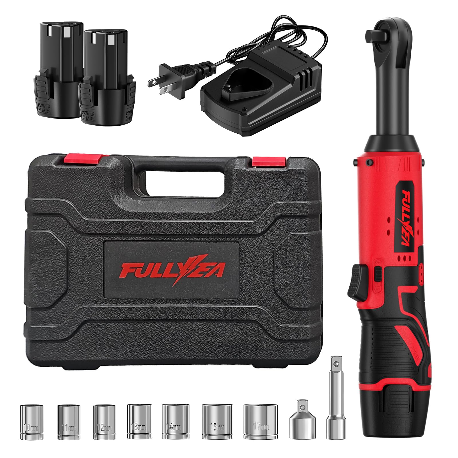 FULLYEA electric ratchet wrench compact design enables access in tight spaces.