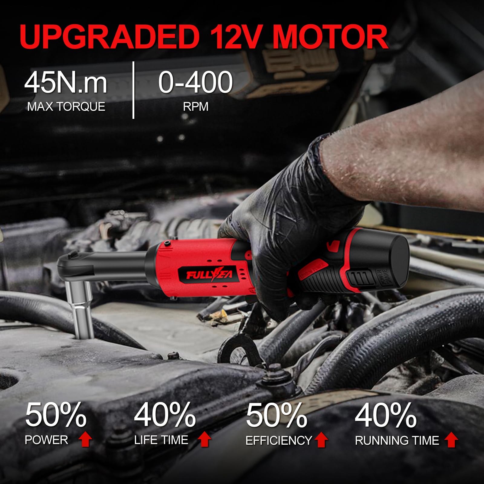 FULLYEA built-in LED light improves visibility in dim work areas.