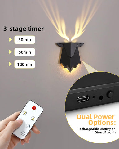 Fuloon Antler Night Light battery-powered for versatile indoor and outdoor use.