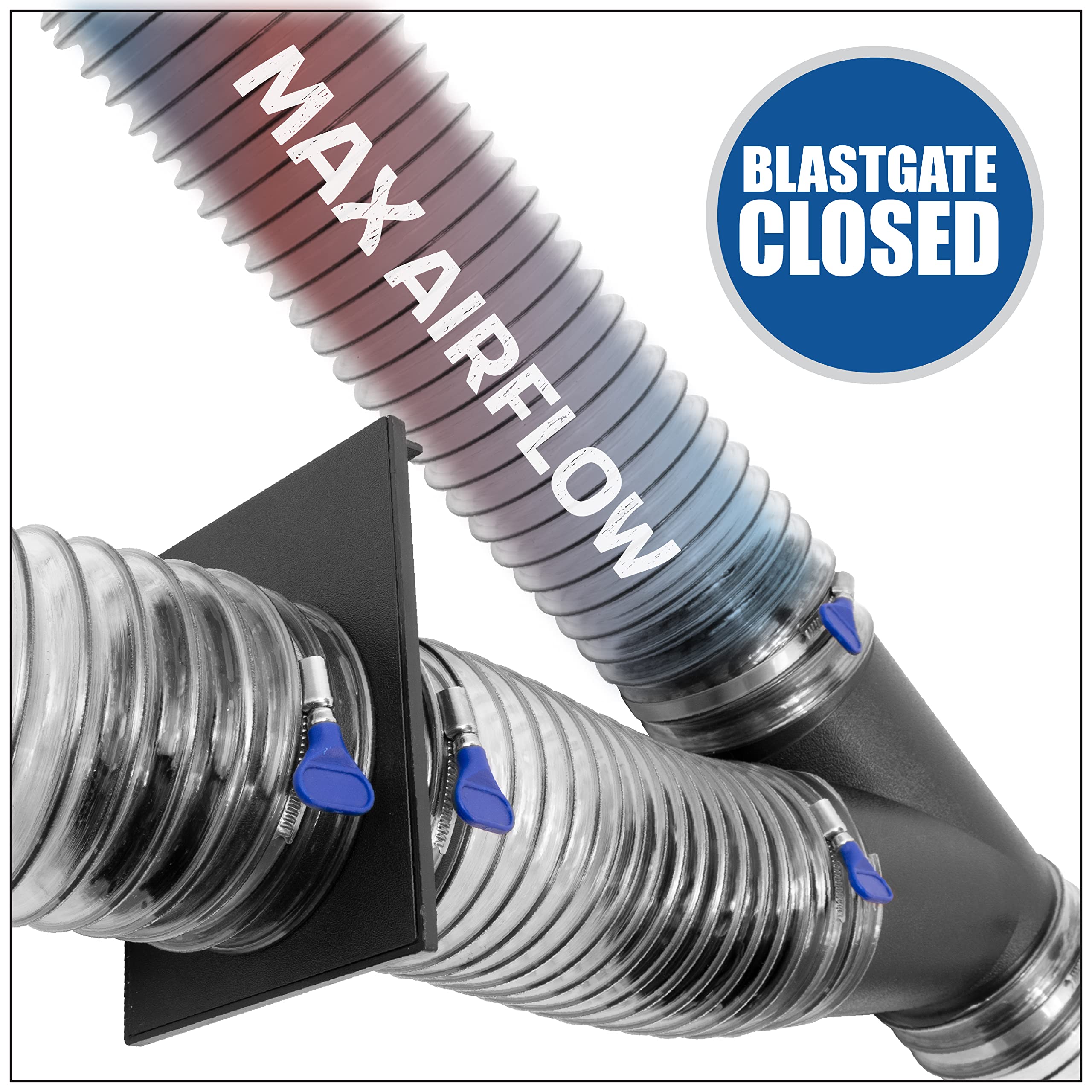 Fulton 4in blast gate with tapered ports demonstrates quick hose installation