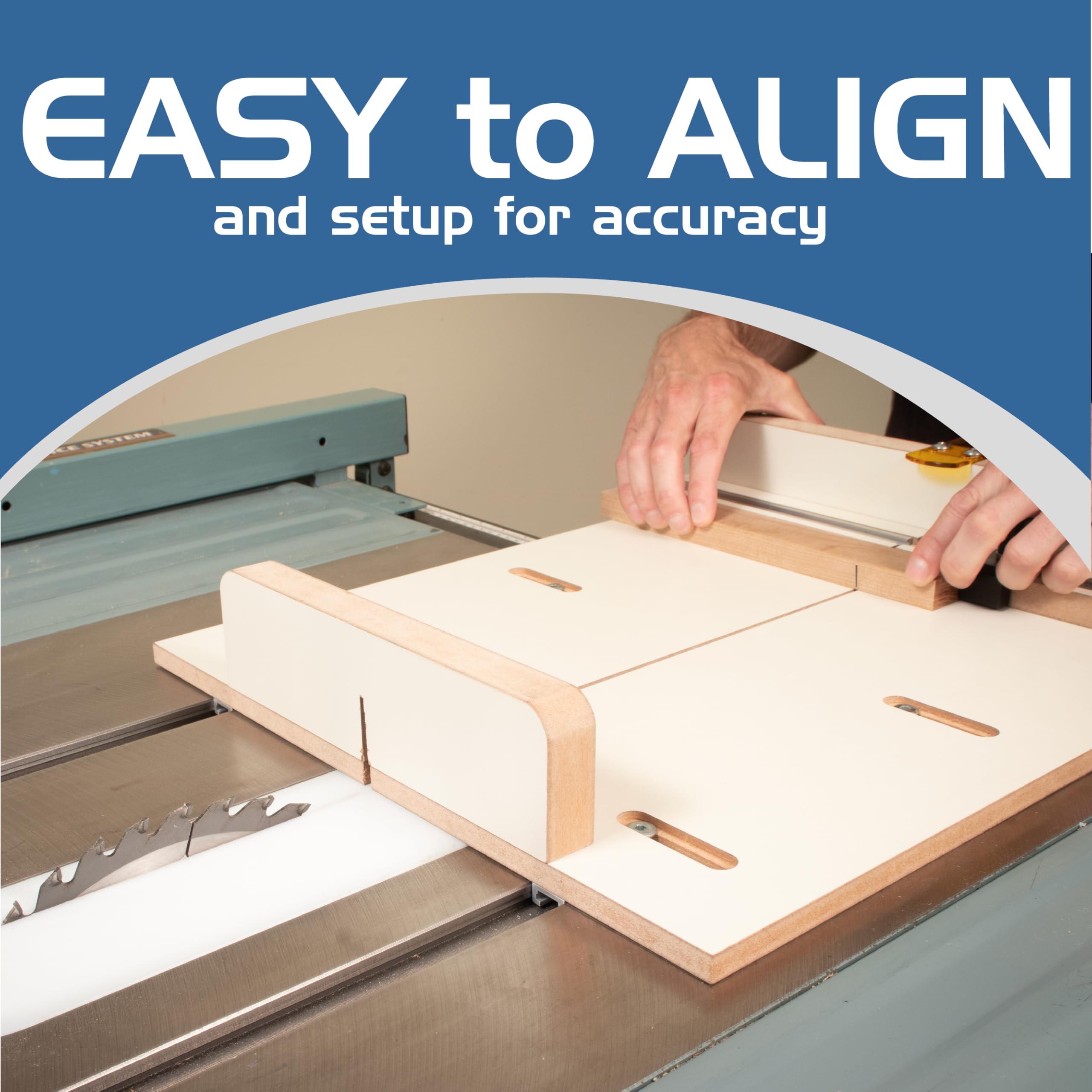 Fulton crosscut sled includes a transparent guard for clear visibility during cuts.