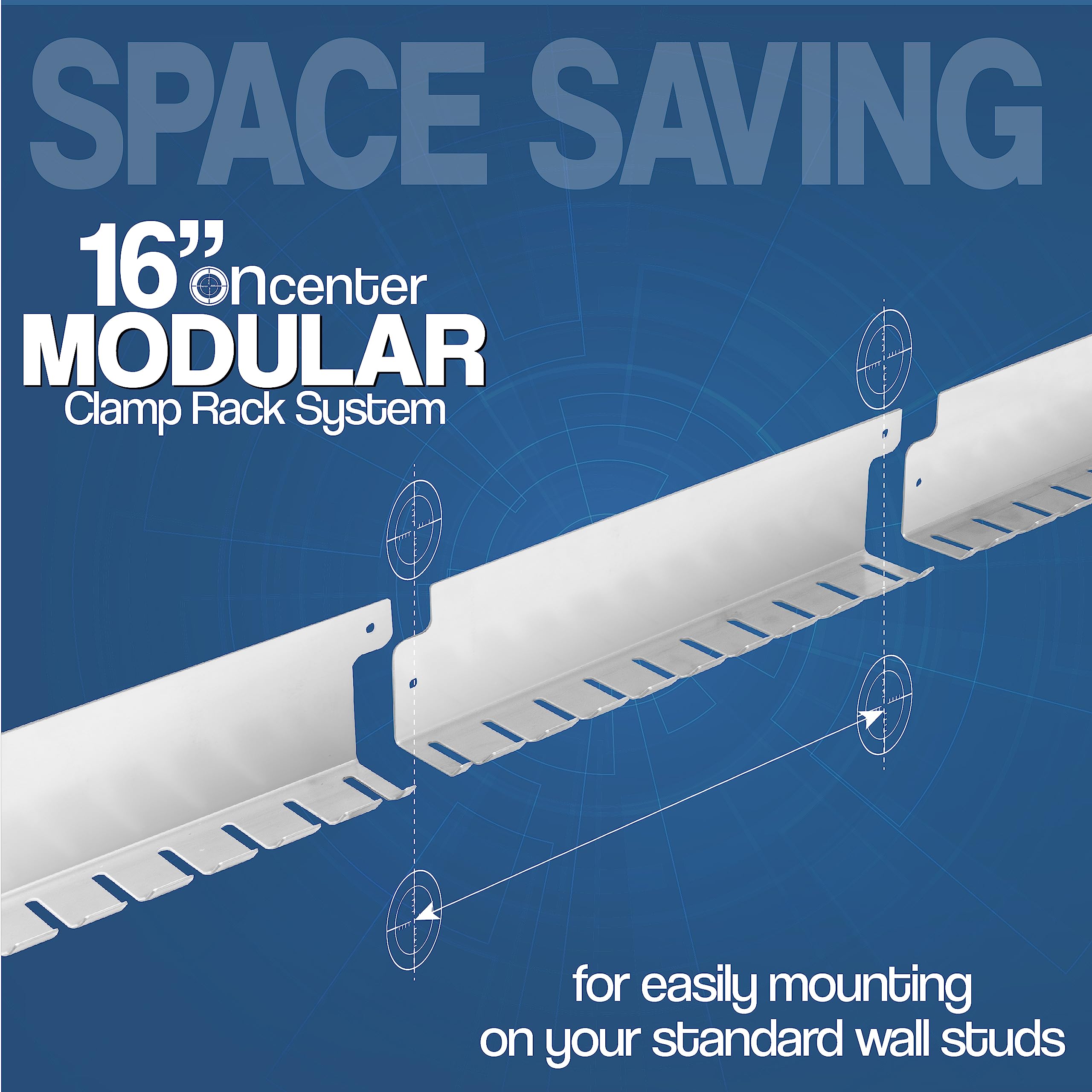 Fulton F-Clamp Modular Rack angled front lip keeps clamps secure.